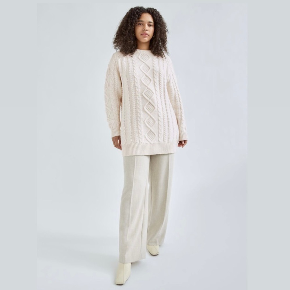 Madewell 100% wool diamond stitch cable knit Fisherman's sweater. 🤍